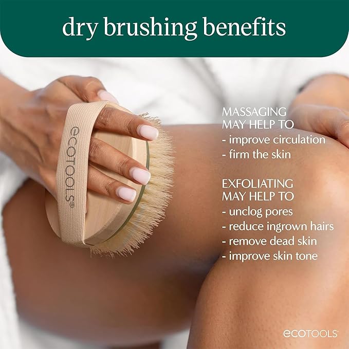 EcoTools Dry Body Brush for Circulation, Dead Skin Removal + Green Delicate - Image 2