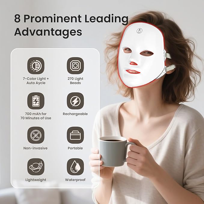 SUERBEATY Red Light Mask For Face, 7-1 Colors Red Light Face Mask, Facial - Image 2