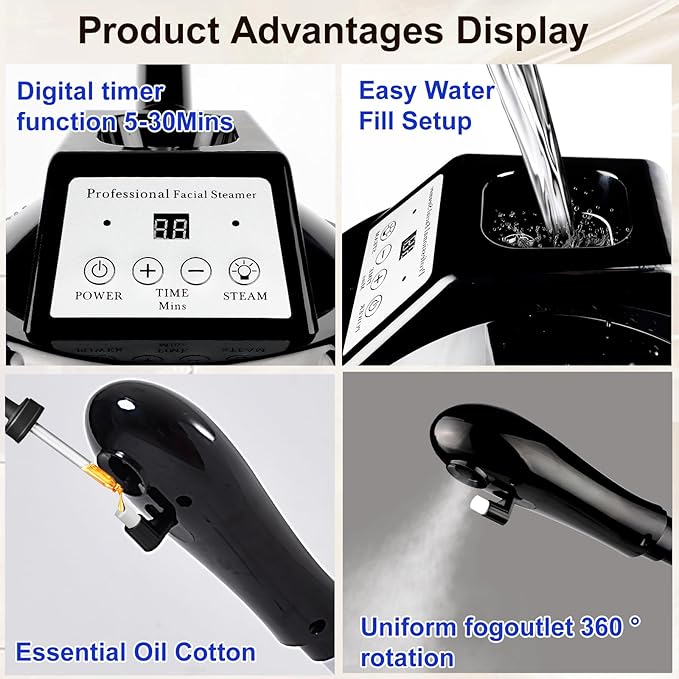 Professional Facial Steamer for Deep Hydration, Ozone Face Steamer - Image 6