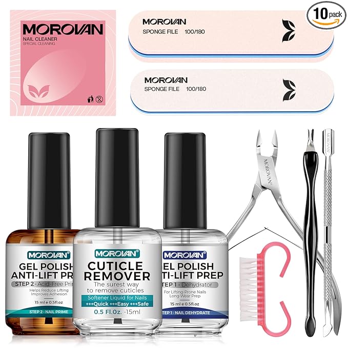 Morovan Nail Prep and Care Kit: Nail Dehydrator and Acid-Free Primer | Cuticle by Morovan