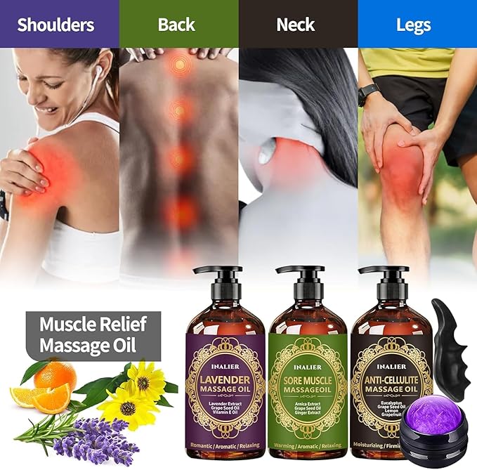 Mothers Day Gifts for Wife, Massage Oil for Massage Therapy, 3 Pack Cellulite - Image 4