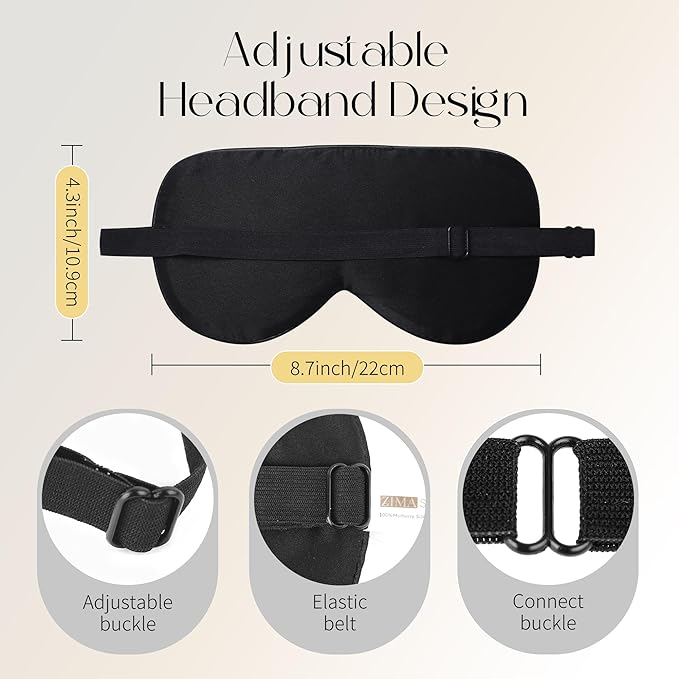 ZIMASILK Adjustable Mulberry Silk Sleep Mask Blindfold 100% Pure Mulberry Silk - Image 4