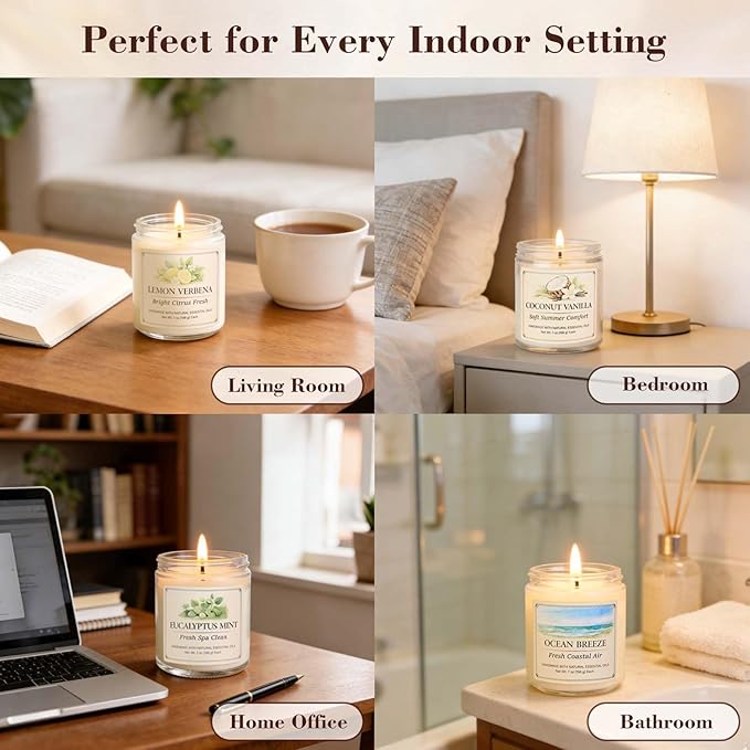 Scented Candles Gift Set for Women, 6 Pack Aromatherapy Soy Candles for Home - Image 8