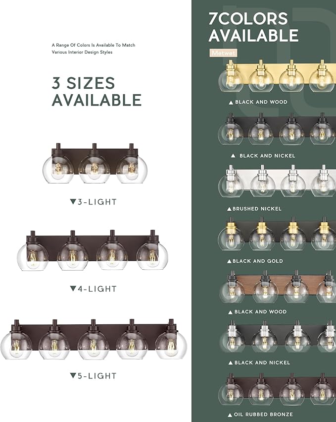 Bathroom Light Fixtures Over Mirror, 5-Light Oil Rubbed Bronze Bathroom Vanity - Image 7