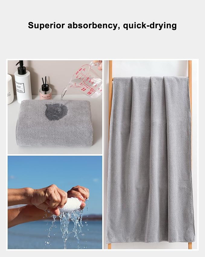 sakano 4-Piece Bath Towel Set, Quick-Dry Absorbent Lint Free & Launder Soft - Image 6