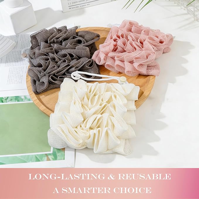 3-Pack Loofah Washcloth Combo 2-in-1, Exfoliating Soap Saver Pouch - Image 5