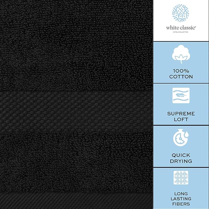 White Classic Luxury Black Hand Towels - Image 7