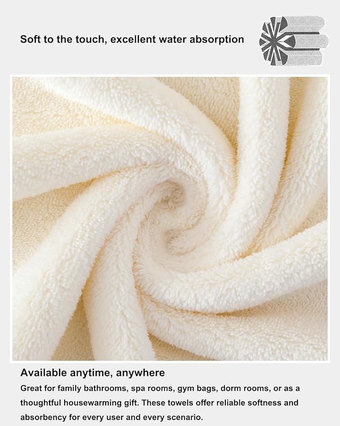 sakano 4-Piece Bath Towel Set, Quick-Dry Absorbent Lint Free & Launder Soft - Image 5