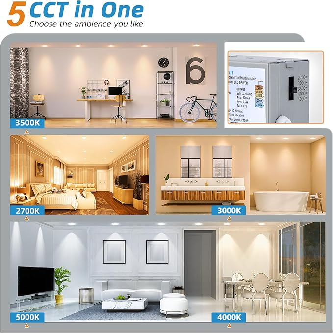 VOLISUN 12 Pack 6 Inch 5CCT Recessed Light - Image 2