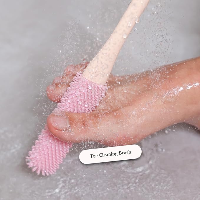 Toe Cleaning Brush with 15.7" Long Handle, Shower Foot Scrubber, No Bending - Image 6