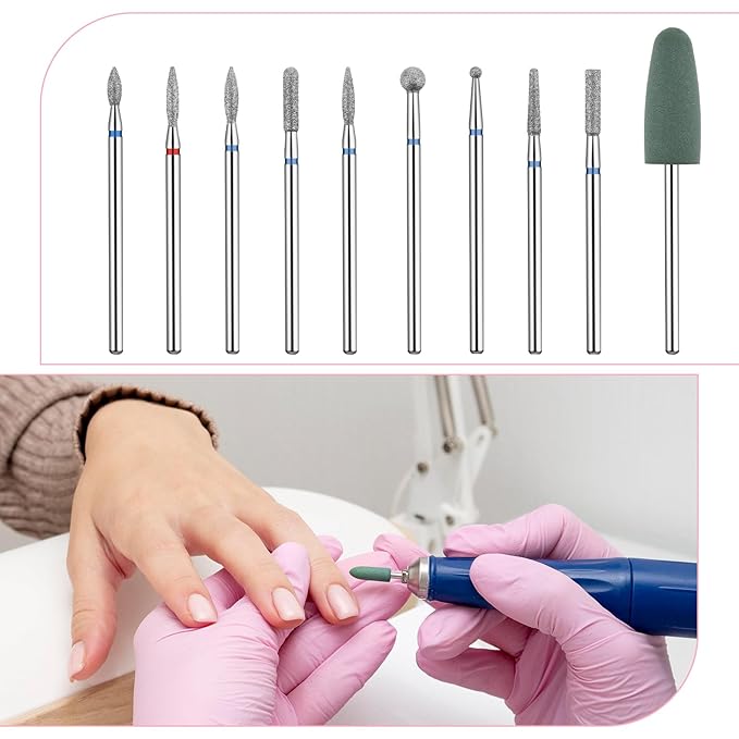 10 PCS Nail Drill Bits Set, Russian Manicure Drill Bits, Cuticle Remover Nail - Image 3