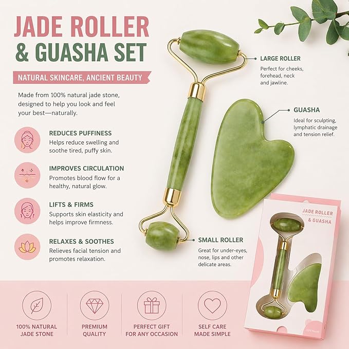 Jade Roller & Gua Sha Set for Face - Image 3
