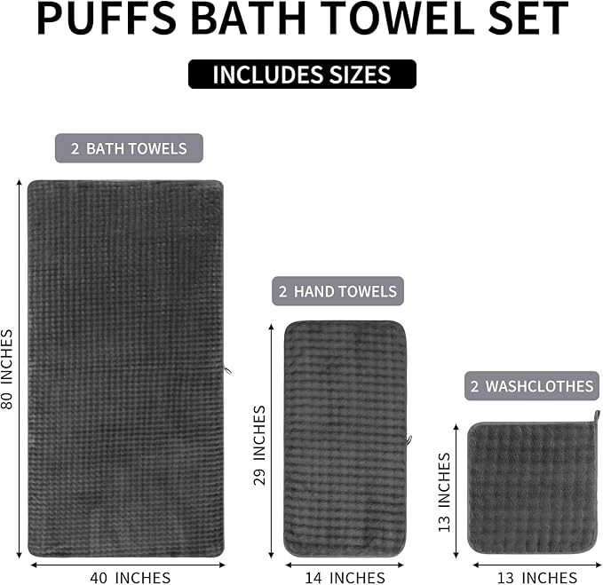 KBY Bath Towels Set 6 Piece 40x80 Inches，2 Extra Large Bath Sheets 2 Hand - Image 7