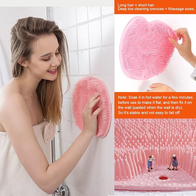 VOPHIA 2 Pack Shower Back & Foot Scrubber, Wall Mounted Back Scrubber Silicone - Image 3