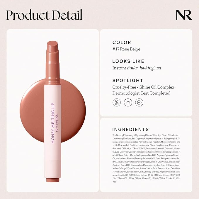 Nature Republic HONEY MELTING LIP SOFT LIP STICK, Hydrating Gloss, Moisturizing - Image 7