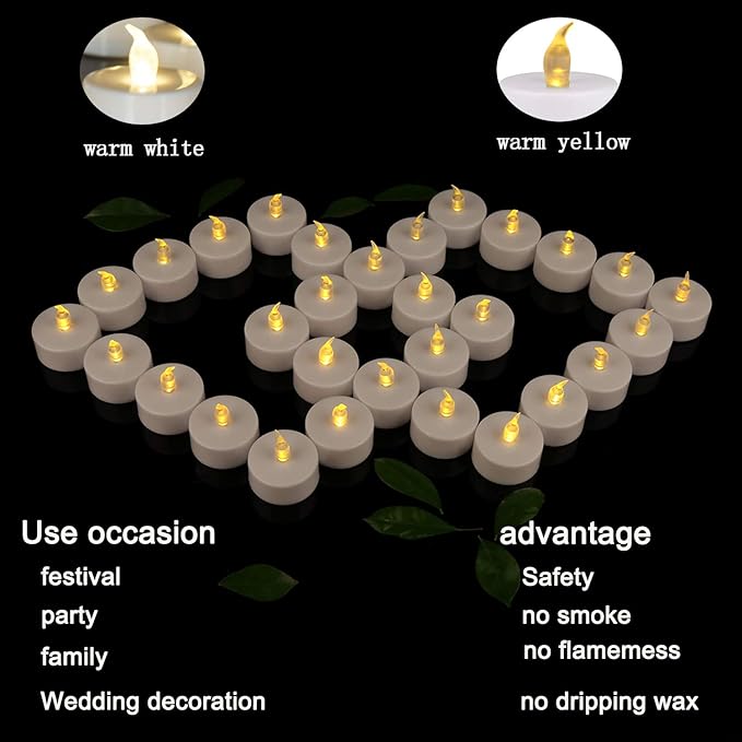 100Pack Battery Tea Lights candles- LED Tea Lights Realistic Bright Flickering - Image 4