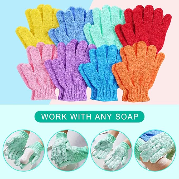 16 pcs Exfoliating Shower Gloves, Double Sided Exfoliating Bath Gloves Deep - Image 3