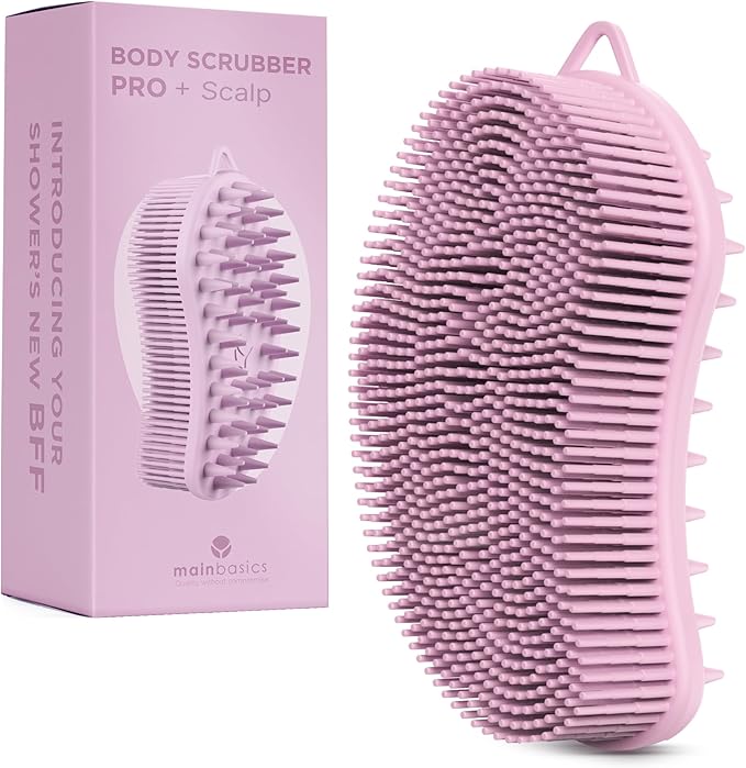 MainBasics Silicone Body Scrubber Dual-Sided Shower Loofah and Scalp Scrubber by MainBasics