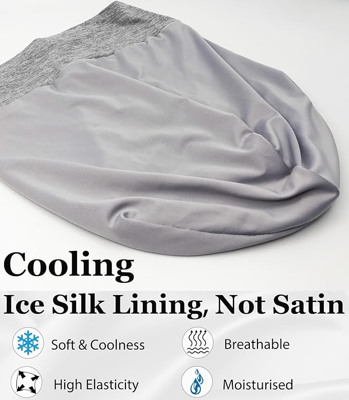 Sleep Cap Bonnet for Sleeping Black Women, Adjustable Cooling Ice Silk Lined - Image 2