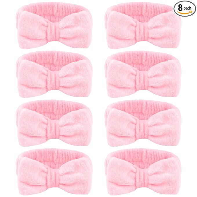 CIEHER 8 Pcs Pink Spa Headbands by CIEHER