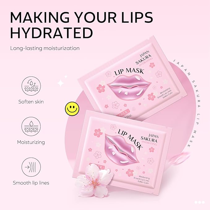 AKARY Sakura 5 Pieces Hydrating Lip Mask, Lip Sleep Mask Collagen Crystal Lip - Image 4