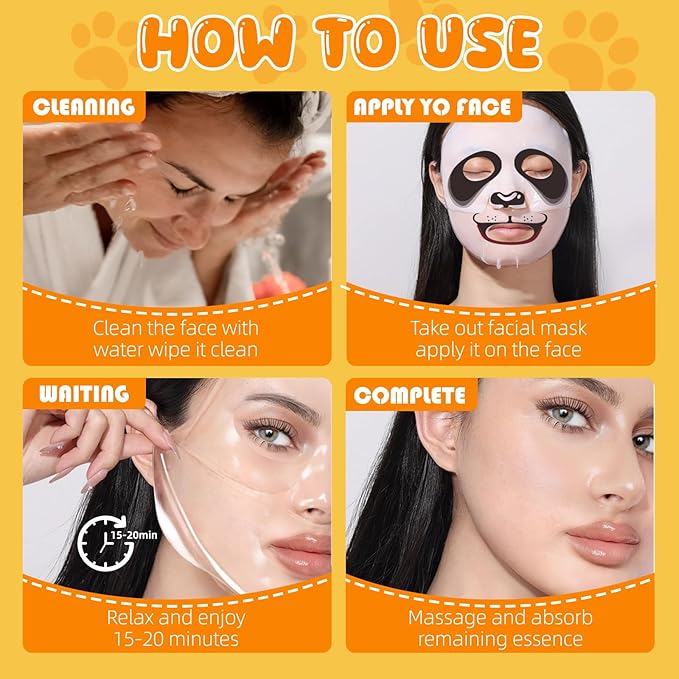 7 Packs Cute Animal Character Design Facial Masks, Deep Hyrating Spa Masks - Image 8