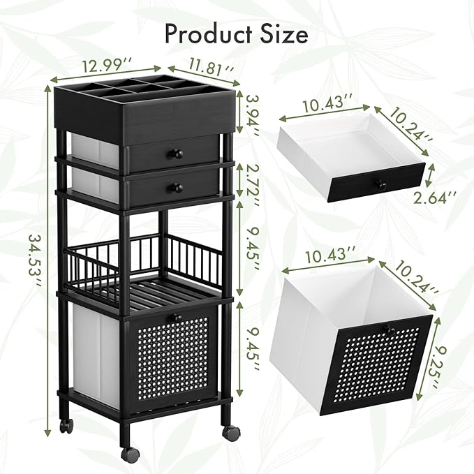 Amazer Bamboo Makeup Organizer Cart - Image 2