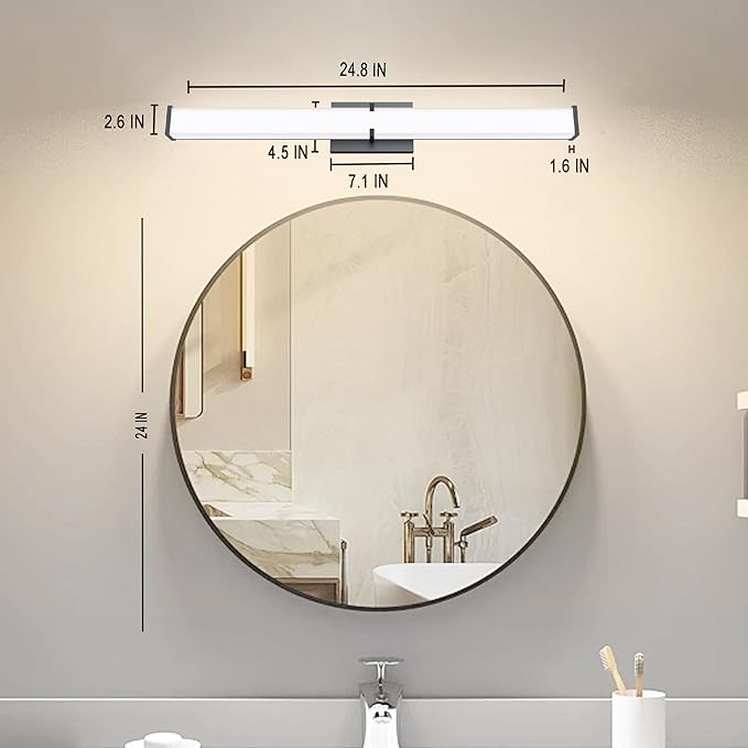 24.8Inch 2500LM Bathroom Light Fixtures 5CCT Optional, Dimmable Bathroom - Image 3