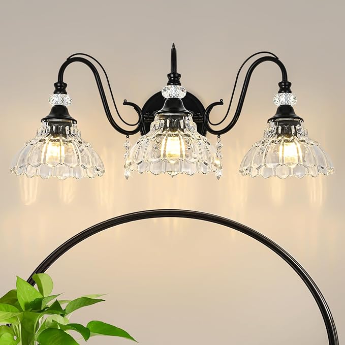 Black Bathroom Vanity Light, 3-Light Matte Black Finish Farmhouse Wall Sconce by Unknown