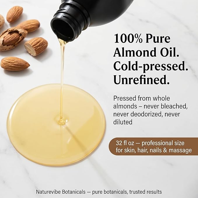 Naturevibe Botanicals Sweet Almond Oil 32 Ounces | 100% Pure and Natural - Image 2