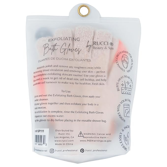 Rucci Professionals 4 Pcs Exfoliating Bath Gloves, Dead Skin Exfoliating Body - Image 2