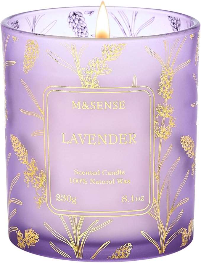 M&SENSE Vegan Soy Lavender Scented Candle, 8.1oz 42H Non-Toxic Long Burning by MSENSE