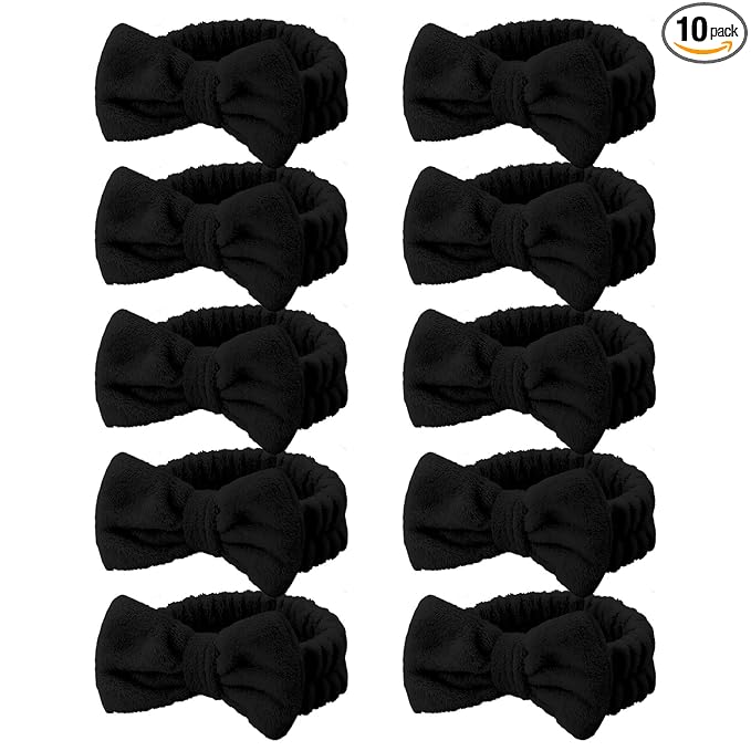 Casoty 10 Pcs Black Face Wash Headbands, Spa Gifts by Casoty