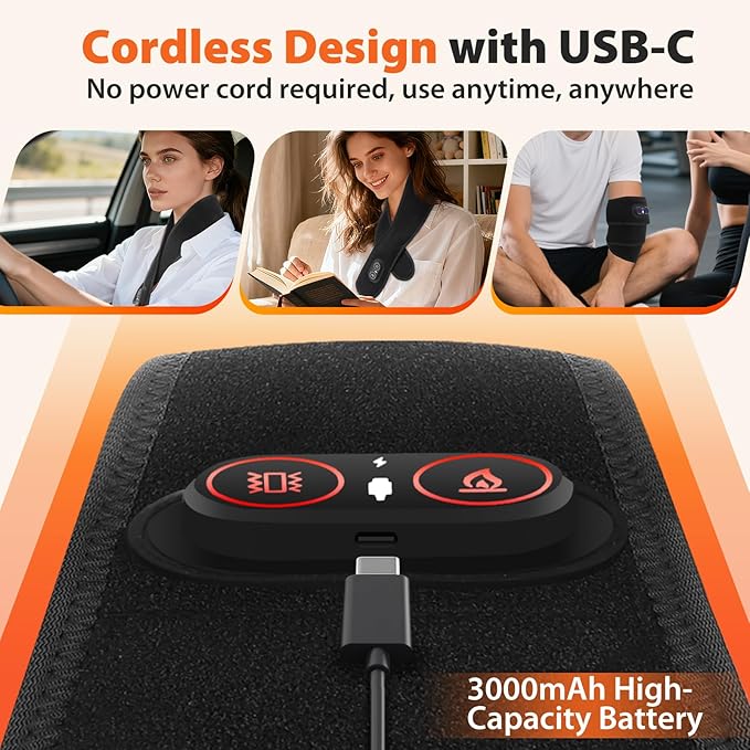 Neck Heating Pad with Massage, Heating Neck Wrap with 660nm 850nm Red Light - Image 6