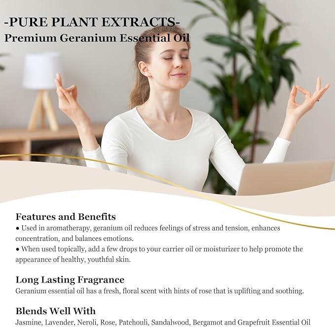 EUQEE Geranium Essential Oil 118 ml Pure Geranium Oil - Image 4