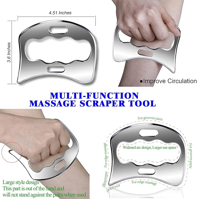 BYYDDIY 3 in 1 Stainless Steel Muscle Scraper Tools Set, Scraping Massage Tools - Image 4