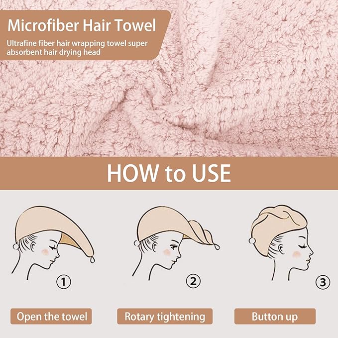 CZZXI 3 PCS Microfiber Hair Towel, Hair Wraps - Image 3