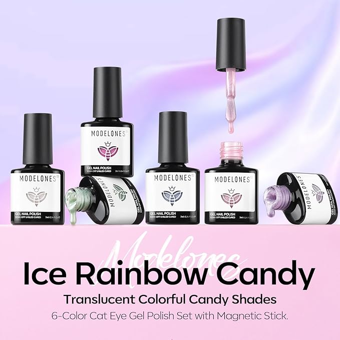 Modelones Cat Eye Gel Nail Polish, 6 Colors Glitter Summer Pink Blue Green Blue - Image 9