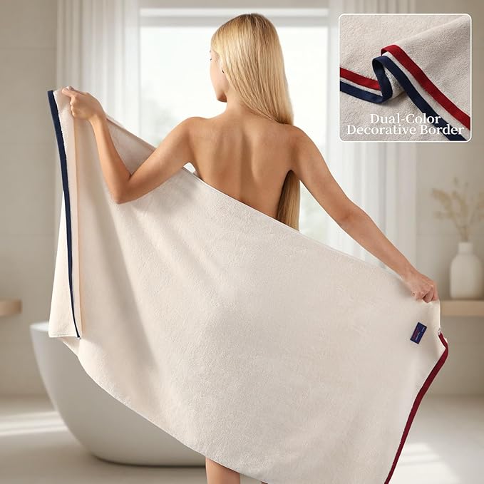 REDKISS 100% Cotton 2 Pack Luxury Bath Towels 27 x 54 Inches, Oversized Bath - Image 2