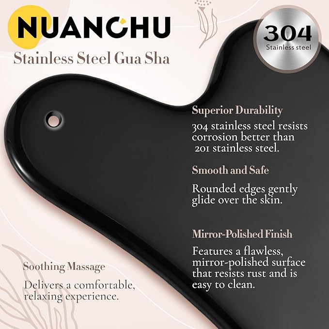 Nuanchu Stainless Steel Gua Sha Facial Tool, Metal Gua Sha - Image 6
