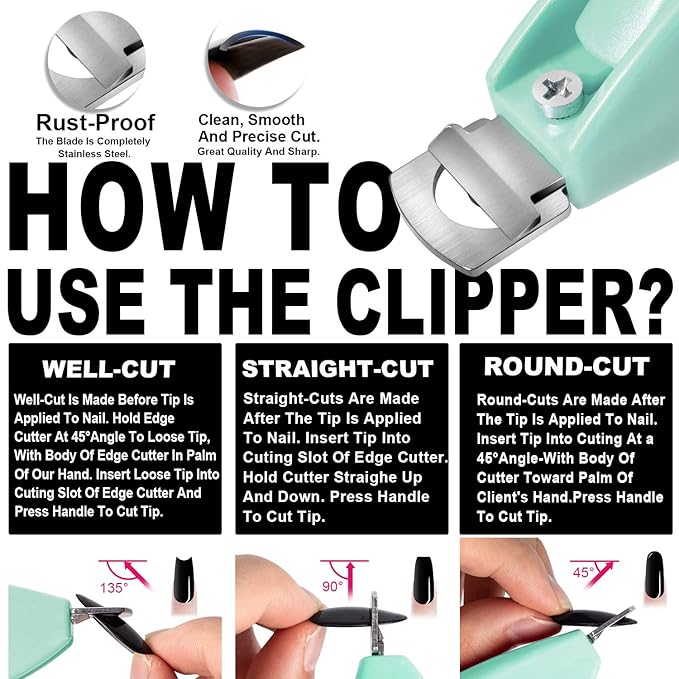 Green Adjustable Artificial Acrylic Fake Nail False Nail Tip Clipper Cutter - Image 2