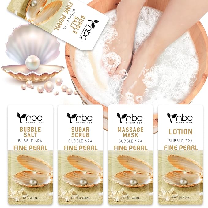 Pedicure Kit Foot Soak Set: Bubble Salt, Sugar Scrub, Massage Mask, Massage by nbcBeautiLab