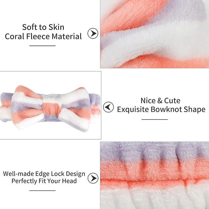 Casoty 6 Pcs Hairband, Soft Coral Fleece Makeup Headband, One Size Fits All - Image 2
