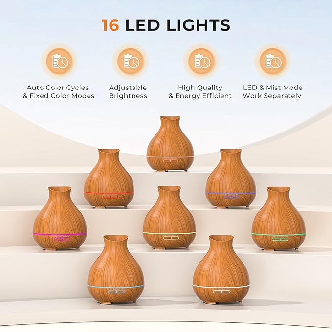 BZseed Aromatherapy Essential Oil Diffuser 550ml 12 Hours Wood Grain Aroma - Image 6