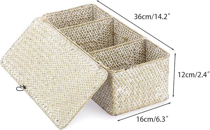 Sumnacon Small Woven Basket for Shelf Wicker Shelf Storage Basket - Image 3