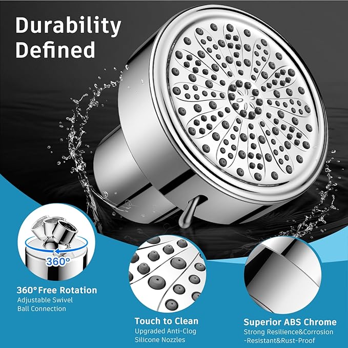 FEELSO Filtered Shower Head, High Pressure 6 Spray Modes Shower Head - Image 6