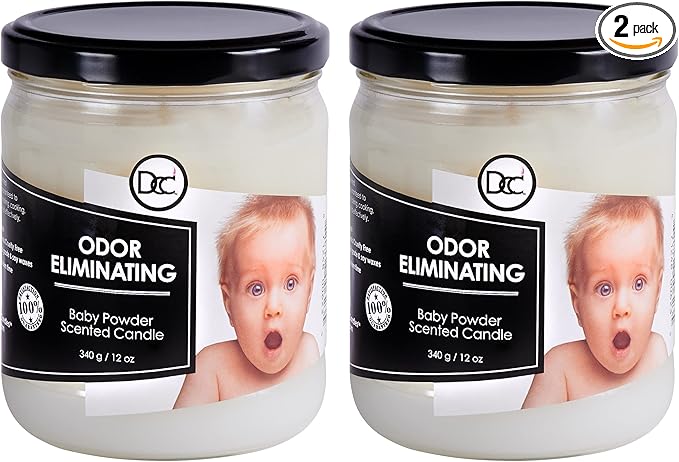 Baby Powder Two Pack Odor Eliminating Highly Fragranced Candle by DiannesCustomCandles