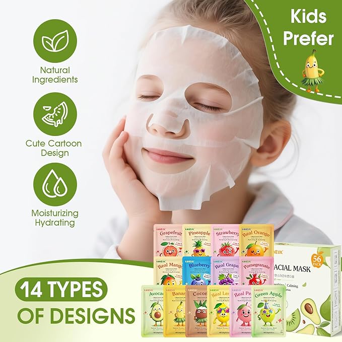 56 Pack Fruit Collagen Face Masks Skincare - Image 4