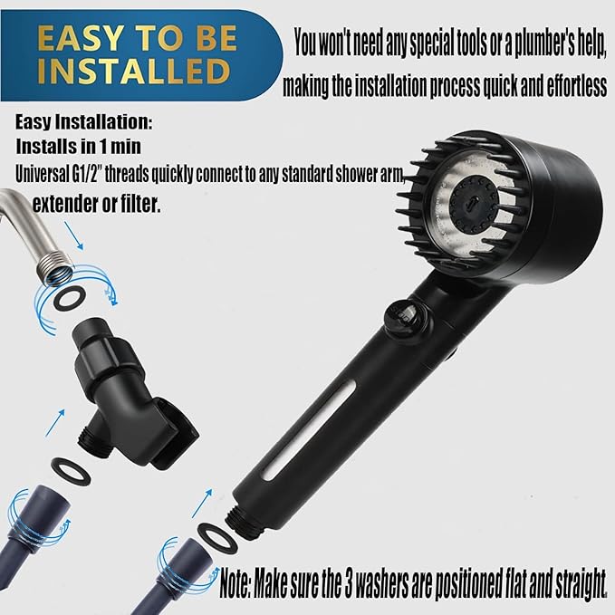 Shower Head with Handheld, Shower Heads High Pressure, High Flow Even with Low - Image 6