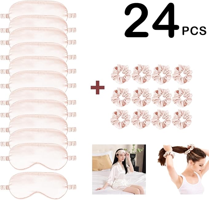 24Pcs Satin Eye Mask Silk Sleep Masks Silky Eyes Cover Blackout Blindfold - Image 2